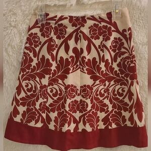 ANN‎ TAYLOR Petite Women's Skirt,  Deep Red & Cream - Size 0
